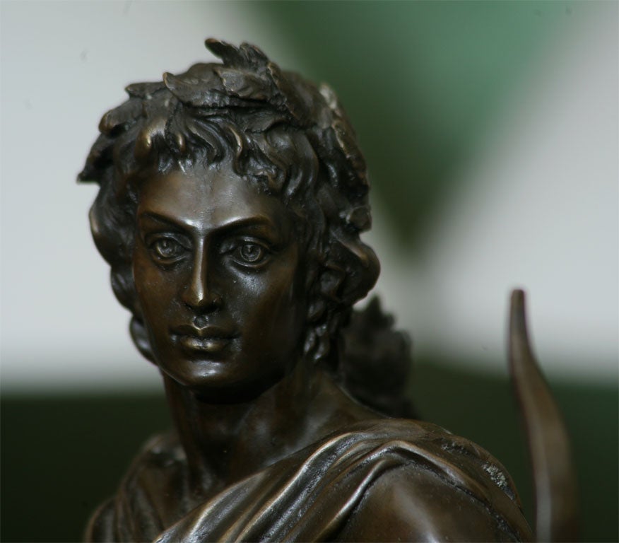 A BRONZE STATUE OF APOLLO BELVEDERE  SIGNED 