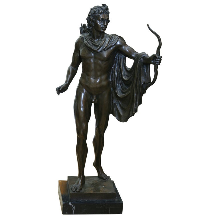 A BRONZE STATUE OF APOLLO BELVEDERE  SIGNED "AMICO"