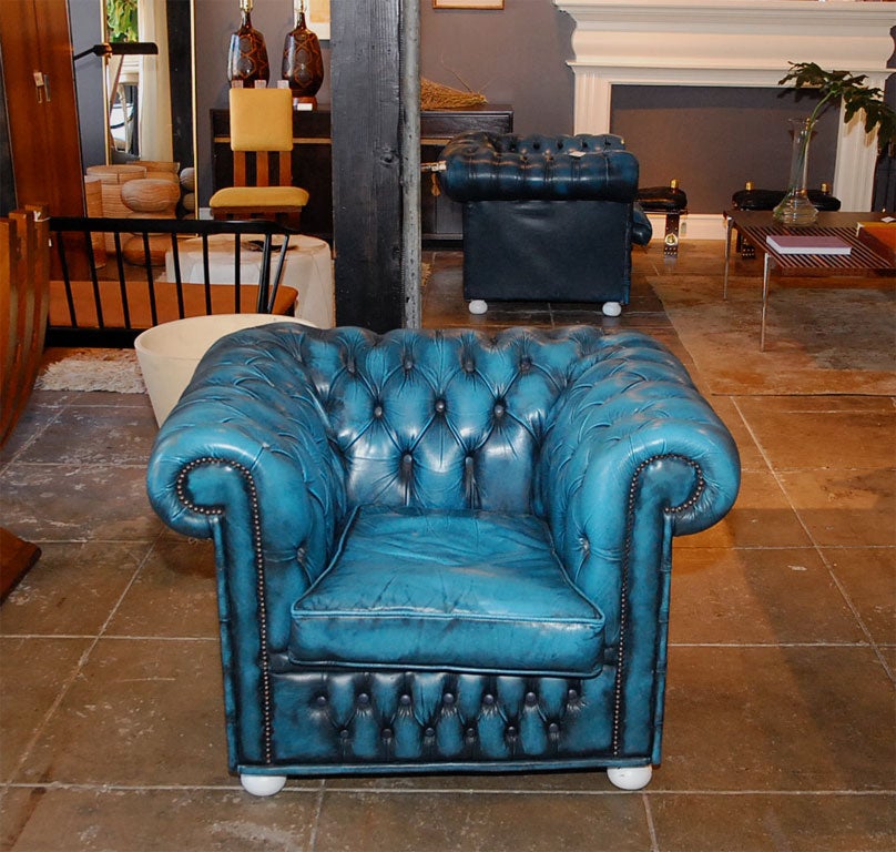 blue chesterfield chair
