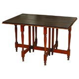 A English Leather Top Campaign Table, Circa 1870