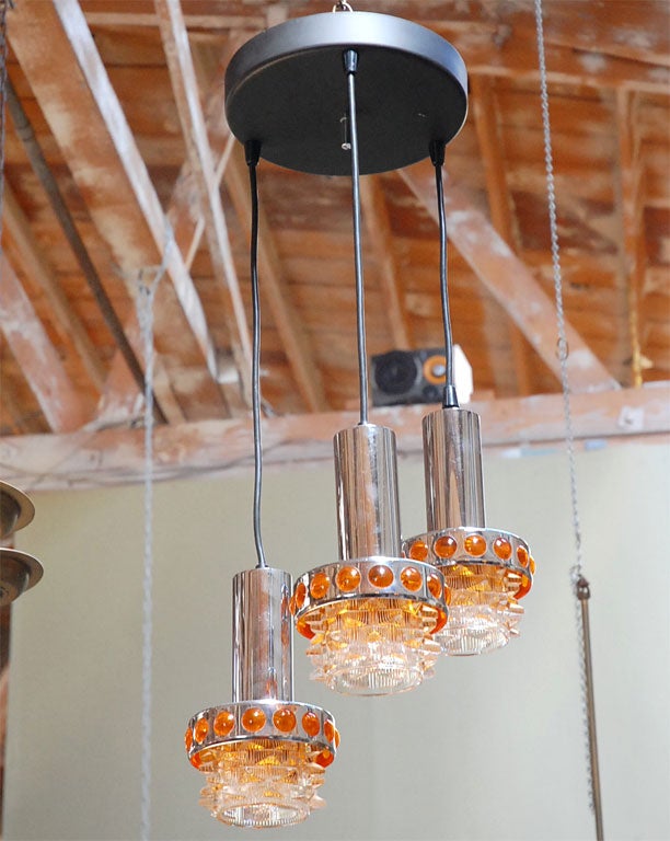 1960s Glass and chrome ceiling made in Holland by RAAK.