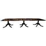 Antique English three pedestal dining table