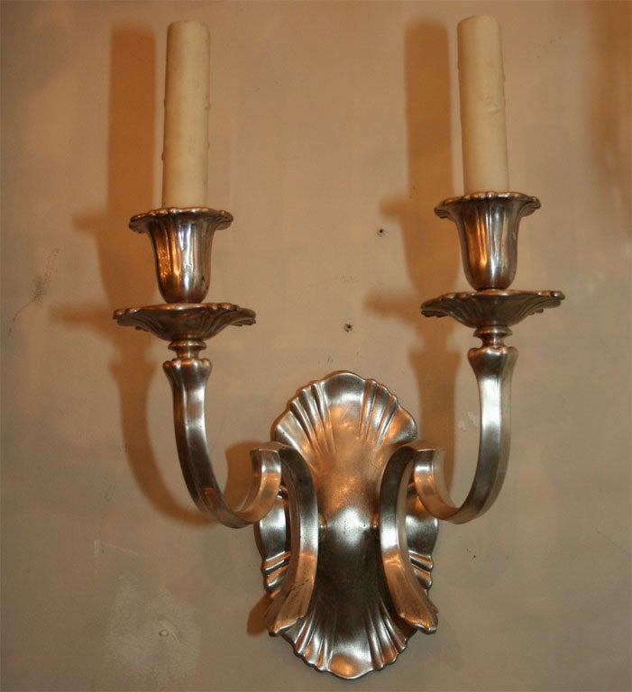 American nickel plated two-light sconces