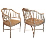 Pair of faux bamboo chairs