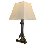 A Silvered Tri-form Scrolled Palmer Lamp