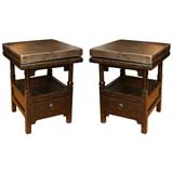 Antique Pr of Chinese 19th Century Stone Top Bedside Tables Side Tables