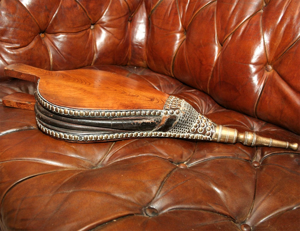 Georgian Elm and Studded Leather Bellows
