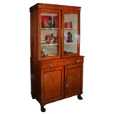Neoclassical  Burl Wood Bookcase Cabinet
