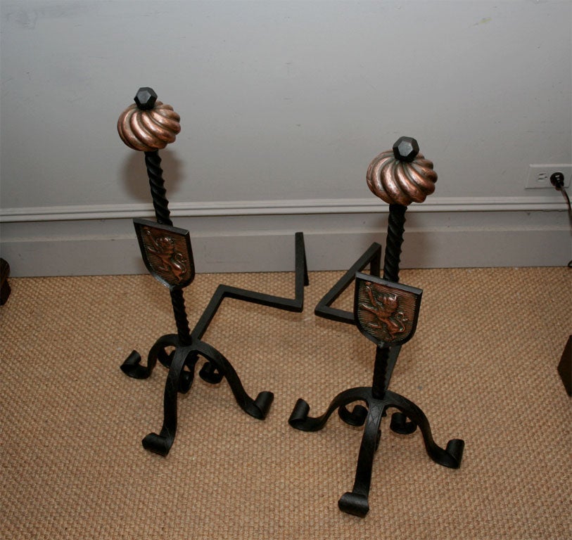 Pair of Arts and Crafts/Scottish Baronial Andirons