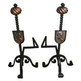 Antique Pair of Arts and Crafts/Scottish Baronial Andirons