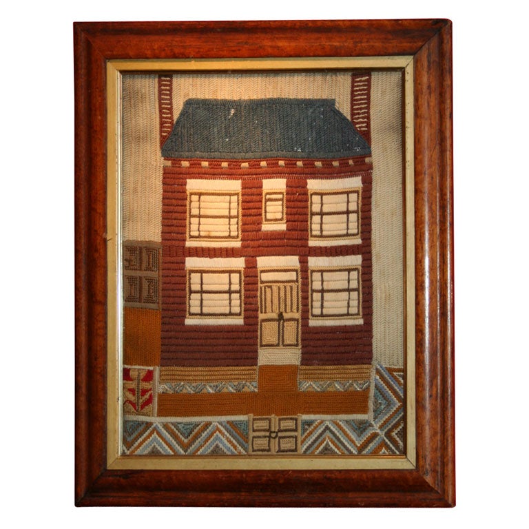 19th Century English Folk Art Needlework Picture at 1stDibs