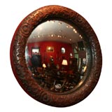 19th Century English Carved Oak Framed Convex Mirror