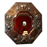 Fine English Arts and Crafts Hammered Metal Octagonal Mirror