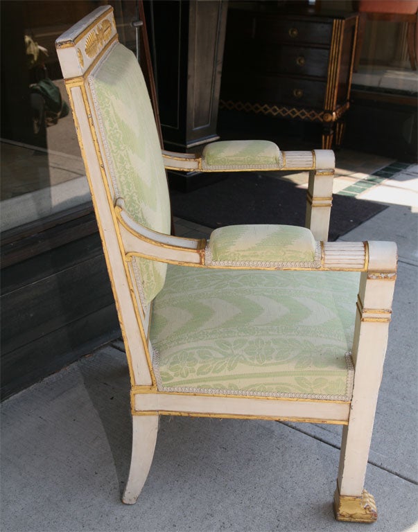 Pair  Empire apinted and Gilt  Fauteuil 3