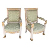 Pair  Empire apinted and Gilt  Fauteuil