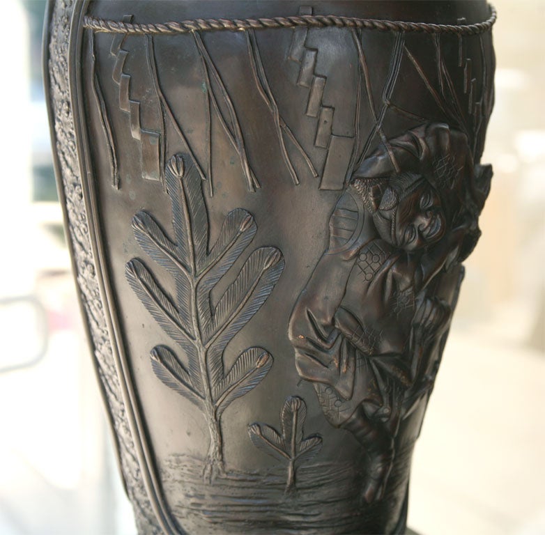 19th Century Large Japanese Tokyo Bronze Vase For Sale