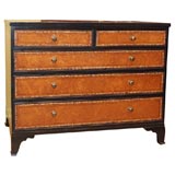 Antique Faux Leather Painted Mahogany Chest of Drawers