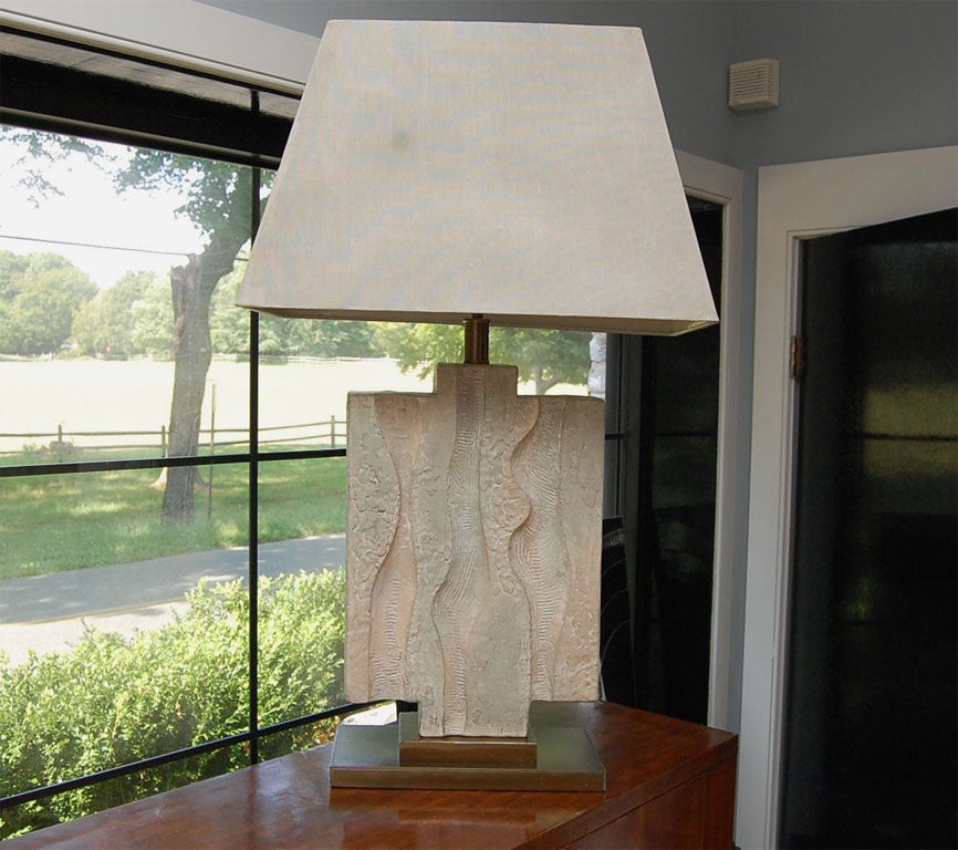 Pair of Modernist Cast Plaster Lamps