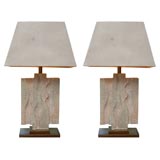 Pair of Modernist Cast Plaster Lamps