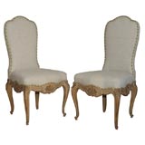 Antique Handcarved Polychrome and Giltwood Sidechairs