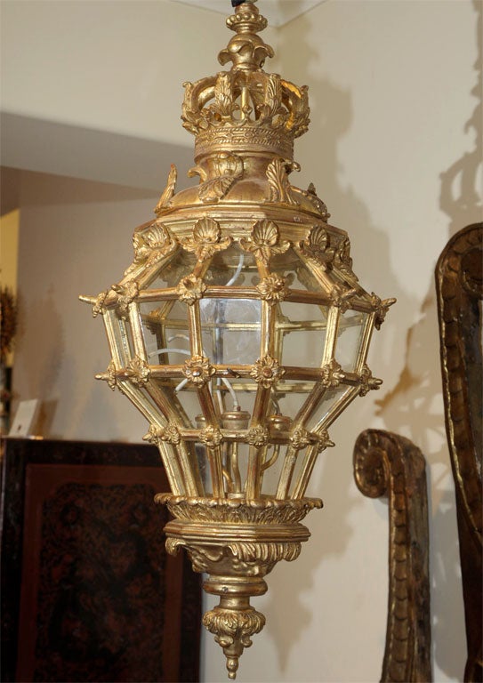 20th Century Italian Giltwood Lantern
