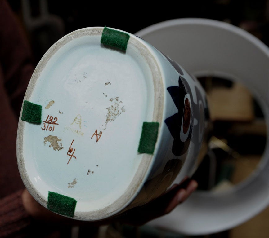 Matched pair of Dutch painted porcelain lamps