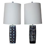 Matched pair of Dutch painted porcelain lamps