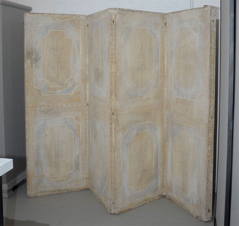 French Elegant 18th Century Canvas Screen For Sale