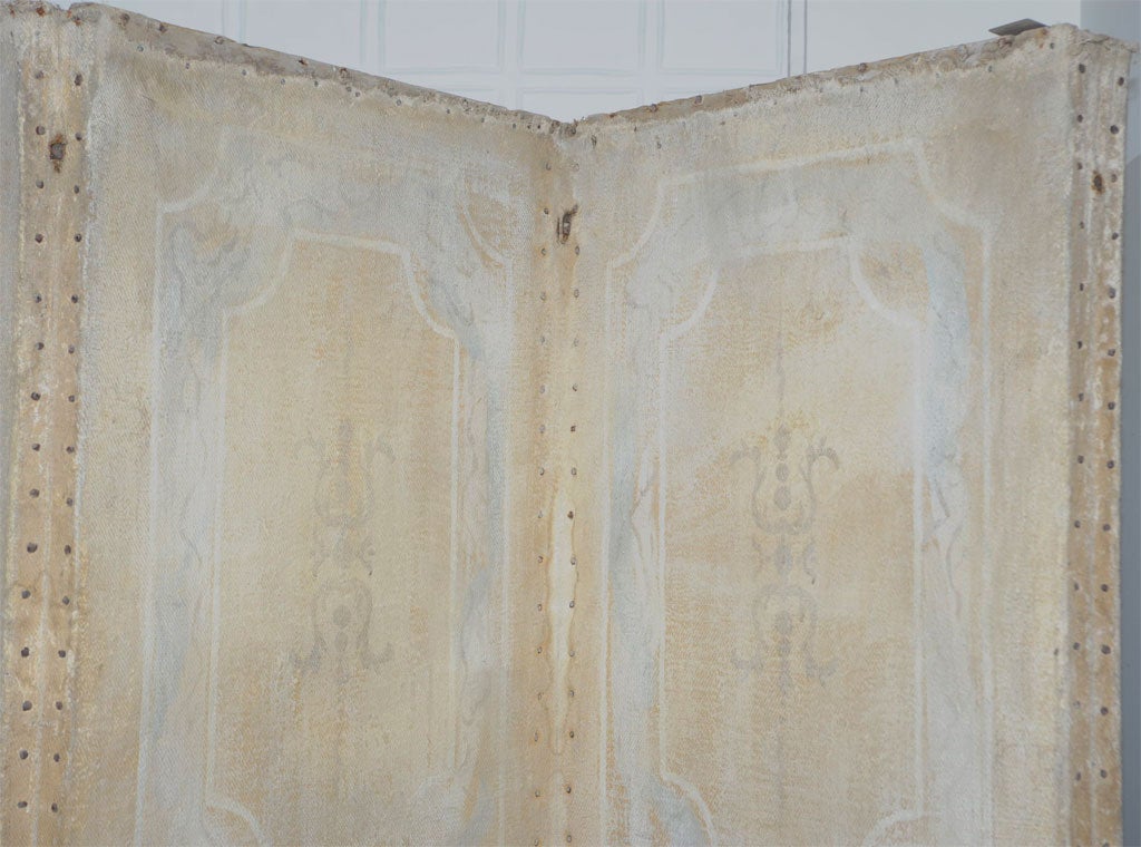 18th Century and Earlier Elegant 18th Century Canvas Screen For Sale