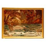 Antique Giltwood Framed Reverse Painted Mirror