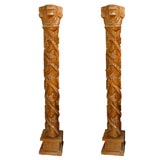 Pair of Carved Continental Columns C. 1900's