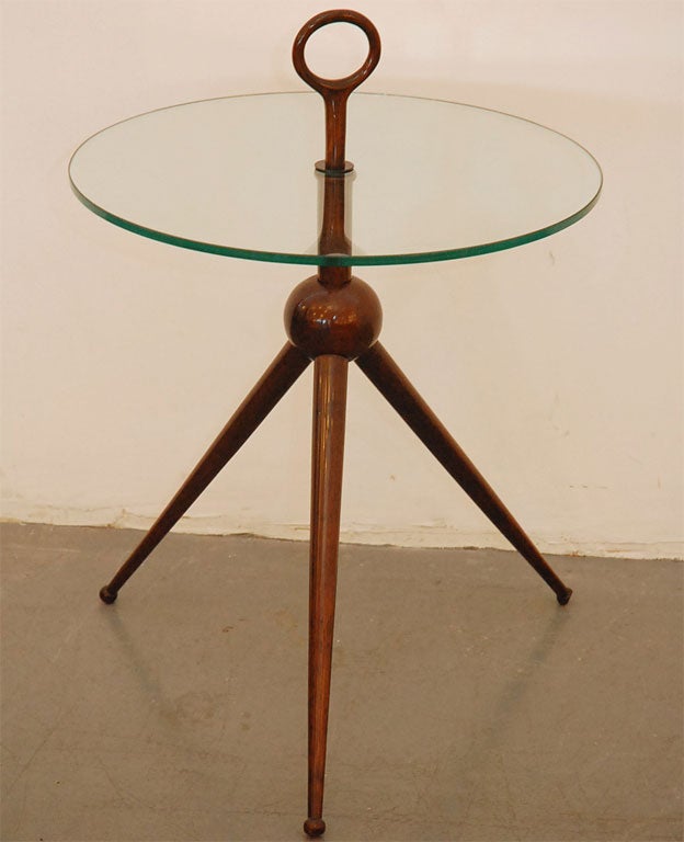 Newly produced by Orange  tripod table in the style of  Ponti.    Mahogany is french polished.
