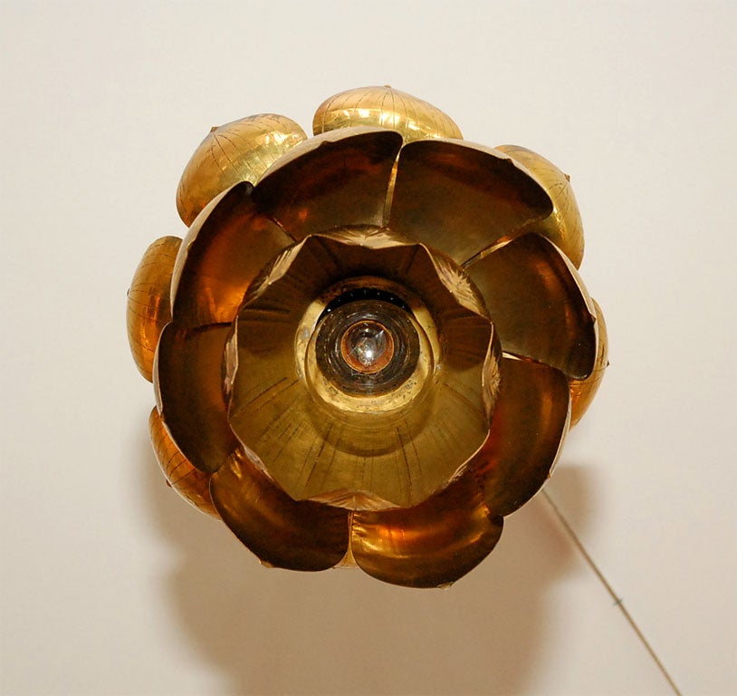 20th Century Brass Lotus Chandelier