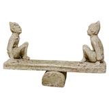 Asian Stone Sculpture of 2 Figures on a See Saw Asian Stone Sculpture of 2 Figures on a See Saw