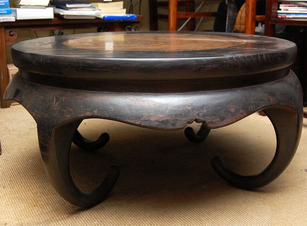 Chinese Mid to Late 19hC. Q'ing Dynasty Shanxi Tea Table with Stone Inset Top
