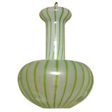 Green & White Hand Blown Glass Ceiling Fixture by Salviati