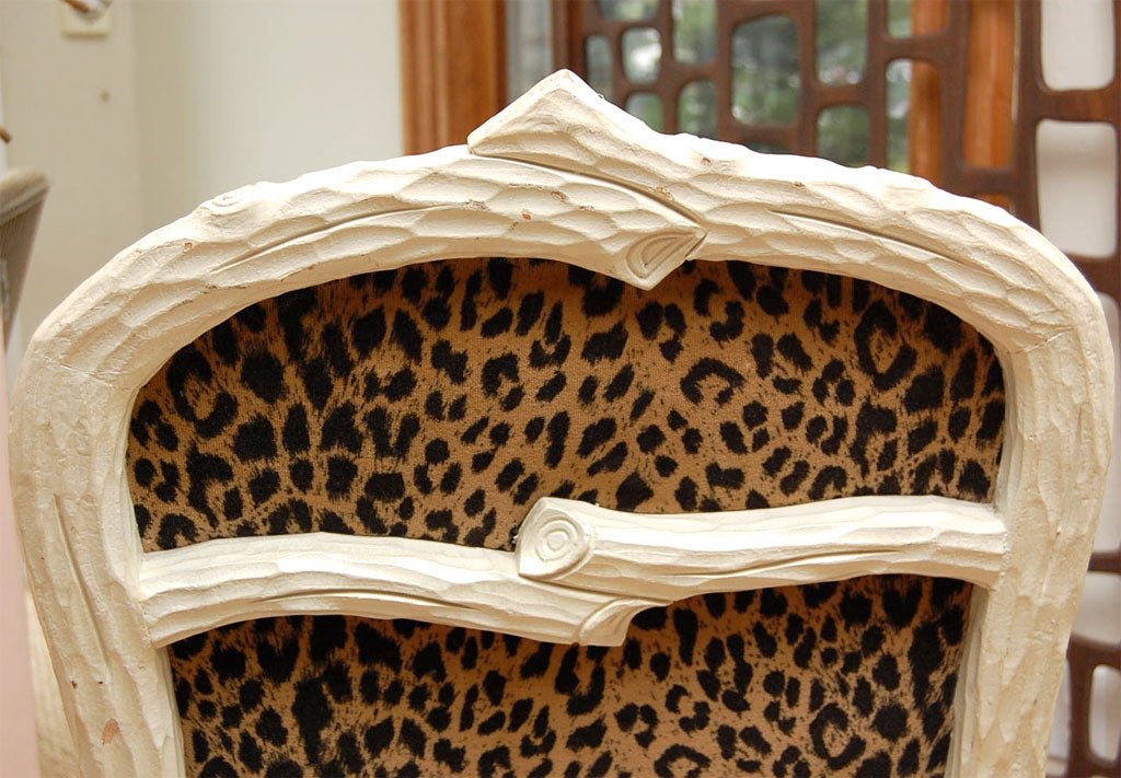 Faux-bois Leopard Fabric Arm Chairs 2