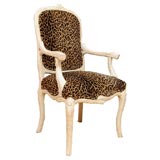 Faux-bois Leopard Fabric Arm Chairs