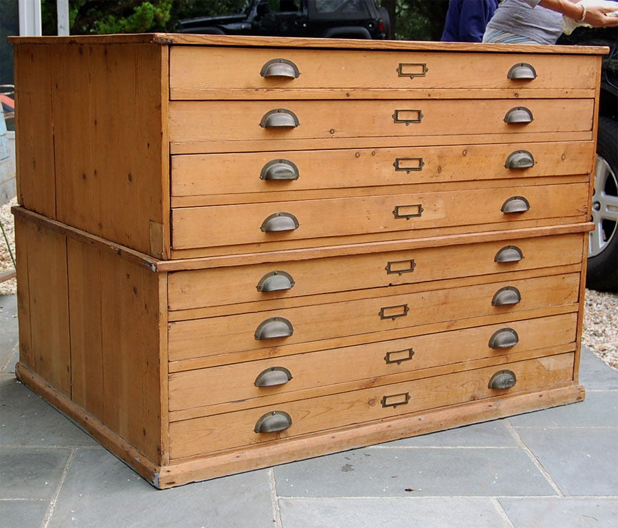 Unknown Vintage Double Flat File in Pine
