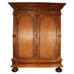 Dutch Neoclassical Oak and Ebony Armoire 11
