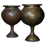 Pair of Large Copper "Goblet" Urns