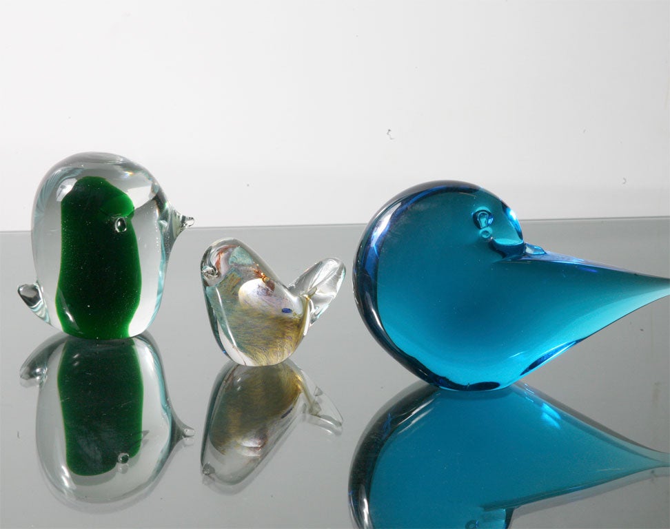 Italian Two Mid Century Murano Glass Birds