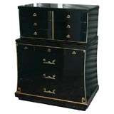 Vintage Grosfeld House Black Lacquer Tall Chest
