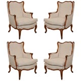 2 Pair Petite French Wing Chairs