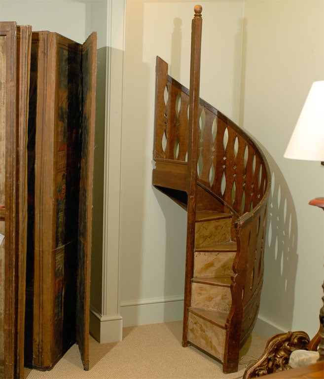 19th Century Charles X Spiral Library Stairs