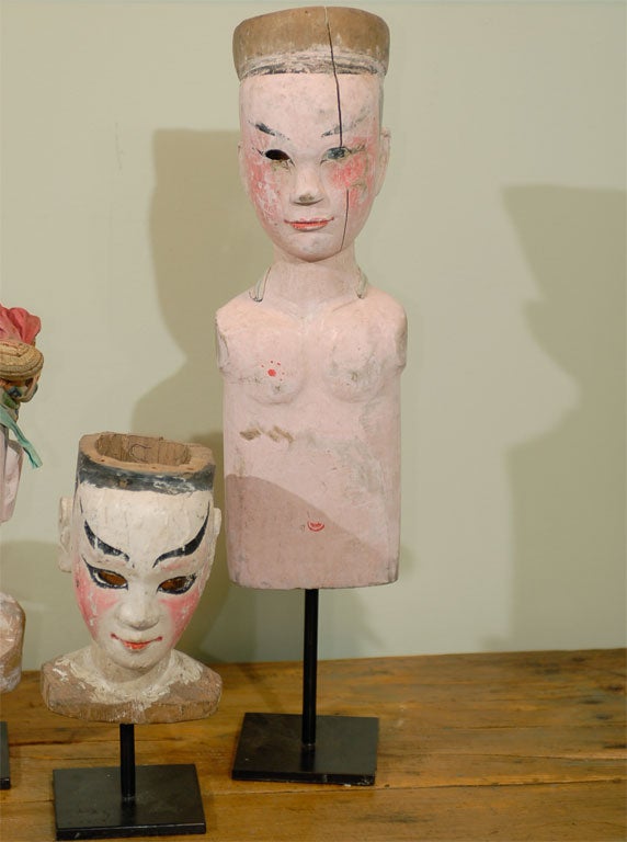 19th Century 3 Chinese Puppet Heads For Sale