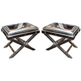 Pair of Custom Silver Trim X-Band Benches