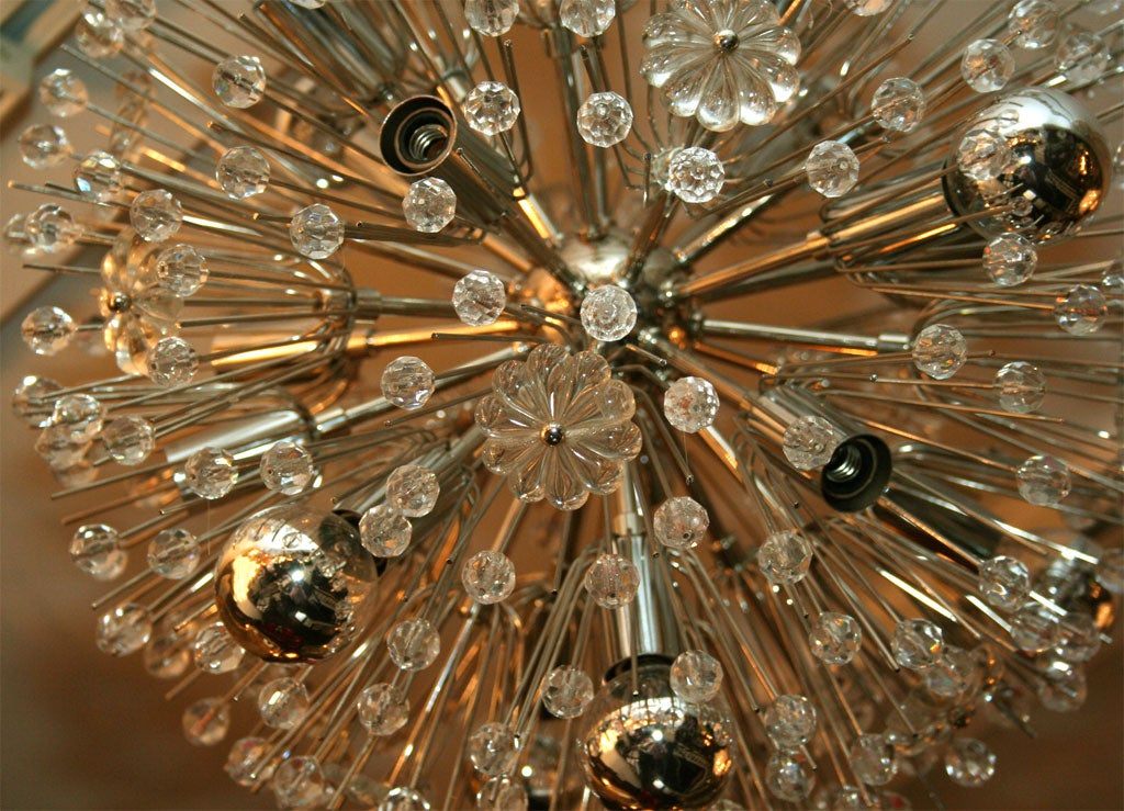 Custom Austrian Snowflake Crystal Chandelier in Brass Finish In New Condition For Sale In New York, NY