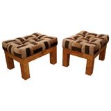 A Pair of Paul Evans Upholstered Stools.