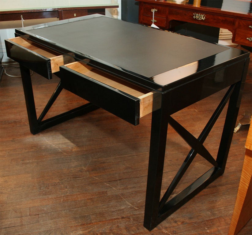 A black lacquered desk, att. Andre Devechhe In Excellent Condition In New York, NY